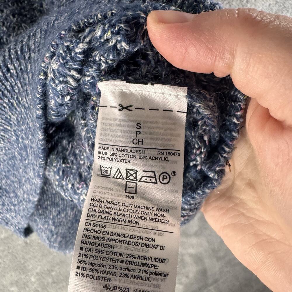 Old Navy Women’s S Blue Solid Open-Knit V-Neck Pullover Sweater Long Sleeve - Picture 7 of 9